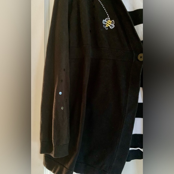 Vintage Quacker Factory Sweater 2X Embellishments Embroidered Bees FLAWS** - Picture 3 of 10